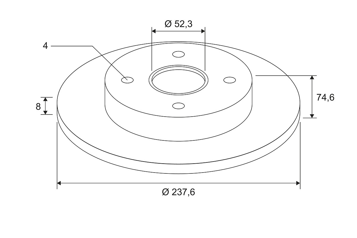 BRAKE DISC X1 WITH BRG REN MEGANE1 RR